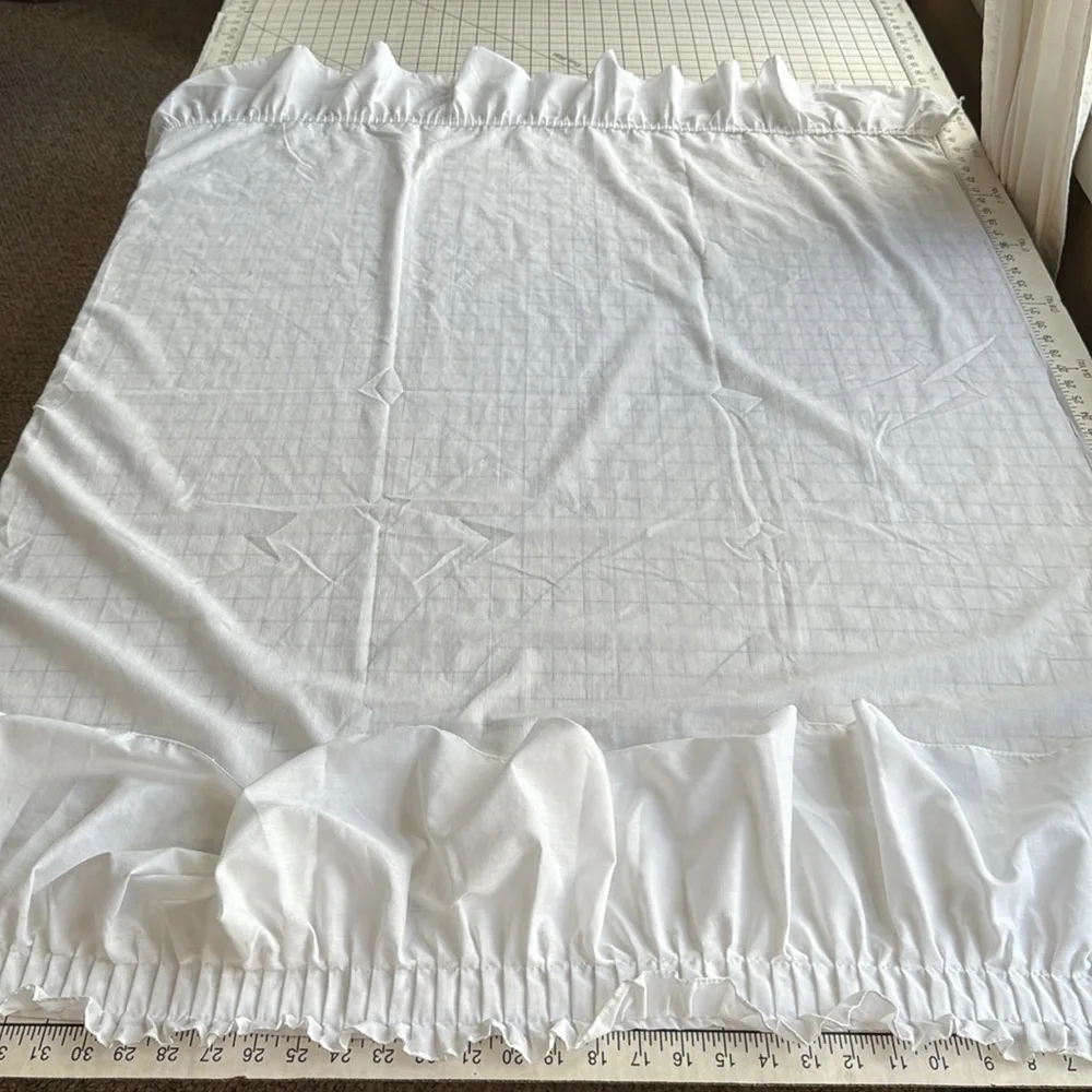 Vintage Sears White Ruffled Curtain Set–2 Pairs with Tiebacks – 48” x 51” Panels